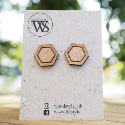 Náušnice Wood Style Honeycomb