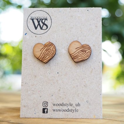 Náušnice Wood Style Heart