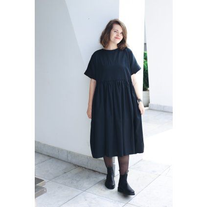 Šaty Minile Wide Black Bavlna