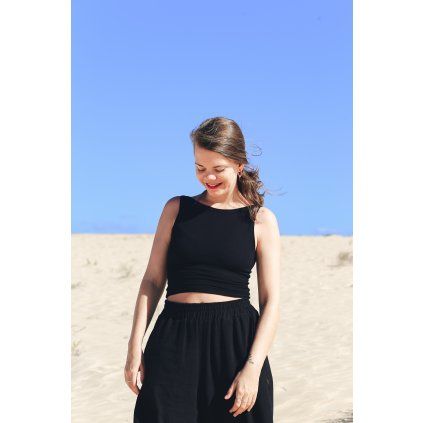 Tílko Minile Crop-top Oboustranné Black