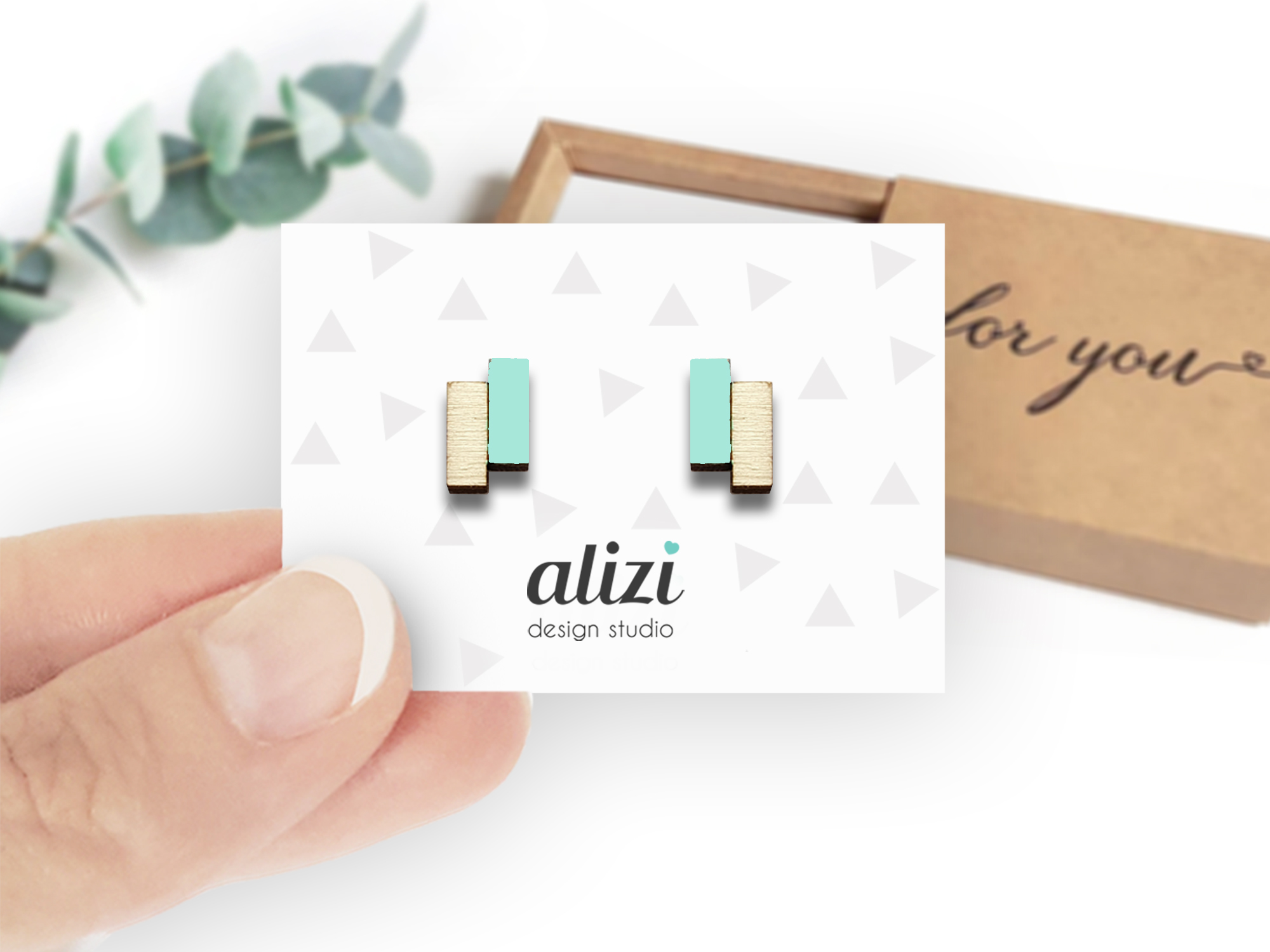 Náušnice Alizi Design Blocks více barev Barva: Mintová