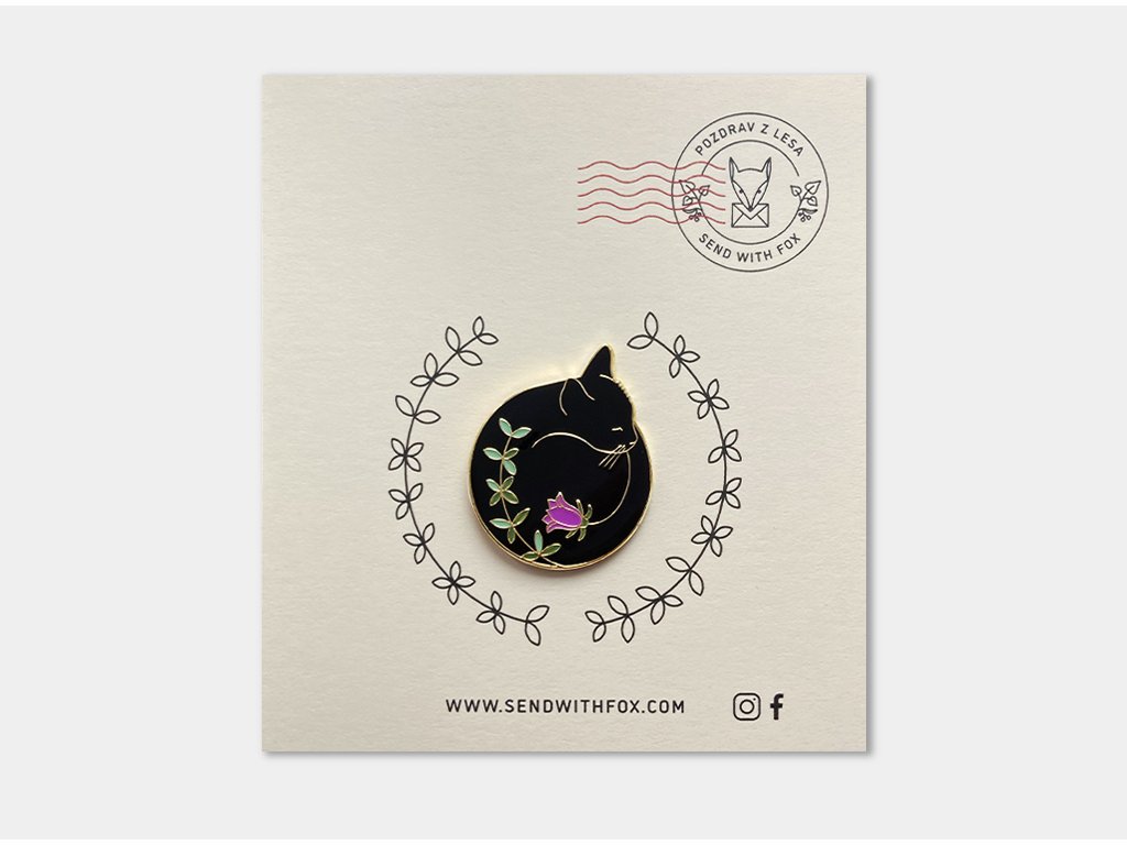 Odznak/Pin Send With Fox Kočka černá