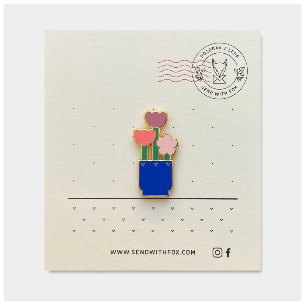 Odznak/Pin Send With Fox Tulipány
