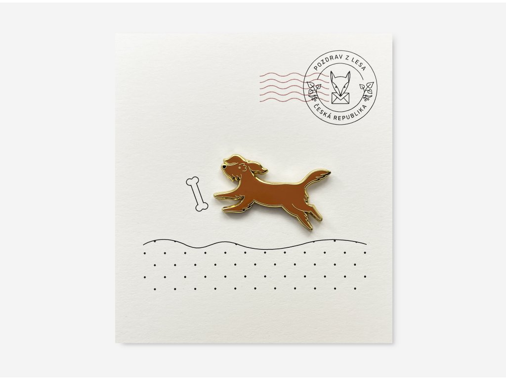 Odznak/Pin Send With Fox Pejsek Hnědý