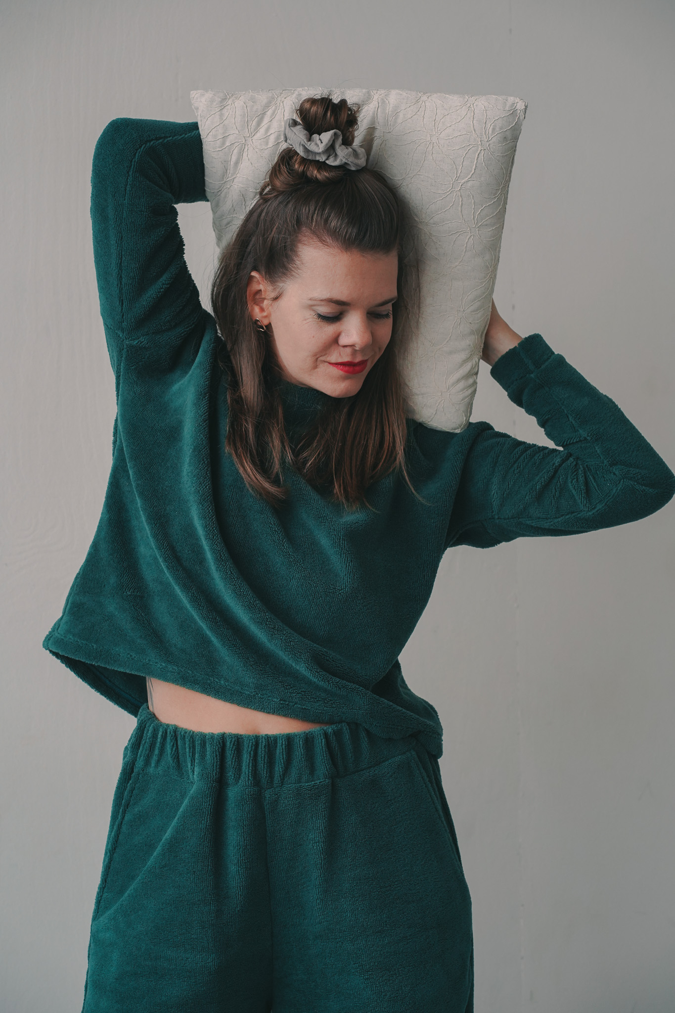 Mikina Minile Crop-top Fleece Emerald Velikost: M/L