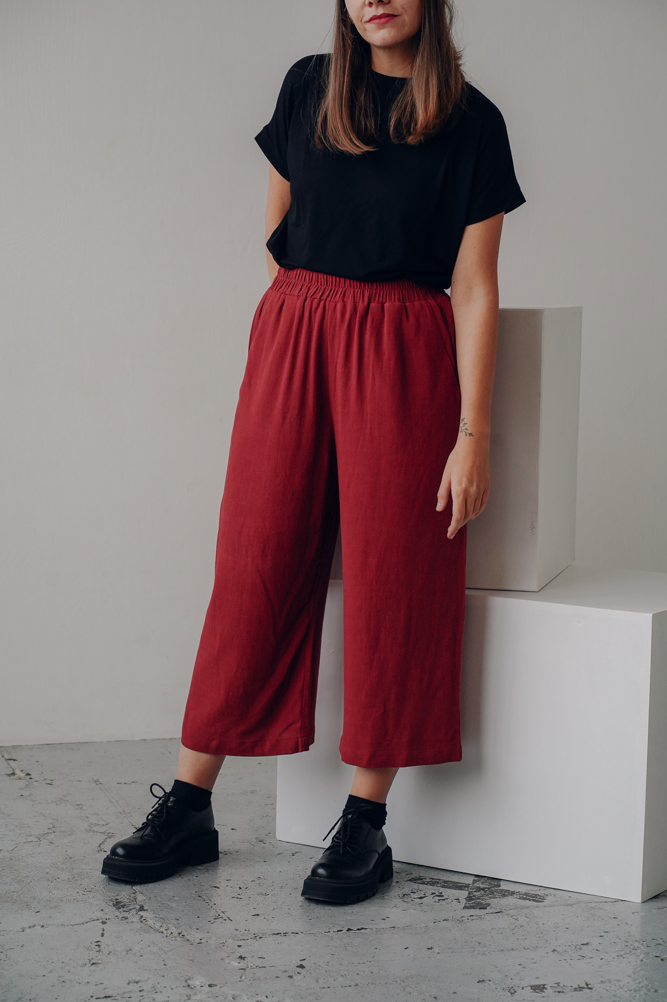 Kalhoty Minile Culottes Dark Red Velikost: XS/S