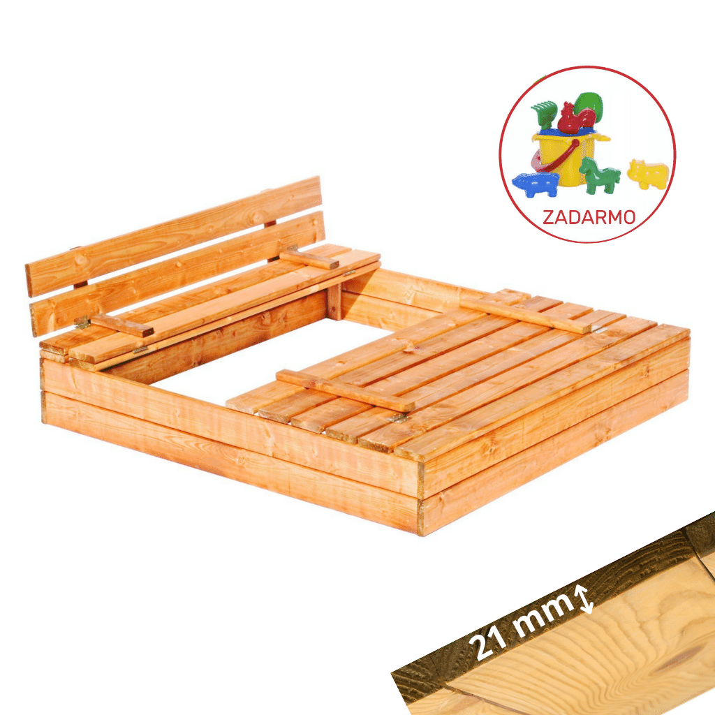 Drevené pieskovisko BEZO5 s krytom 150cm - hnedé Farba pieskoviska: Hnedá