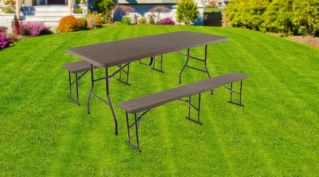 Plastový pivní set na zahradu (hnědý vzhled)