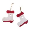 2x Dřevěná vánoční ozdobička "Bota" - bílá/červená