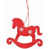 Dřevěná vánoční ozdobička "Vánoční houpací koník" (10x8,5cm) - červená