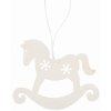Dřevěná vánoční ozdobička "Vánoční houpací koník" (10x8,5cm) - bílá
