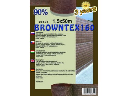 Tieniaca sieť hnedá BROWNTEX160 1,5x10m 90%