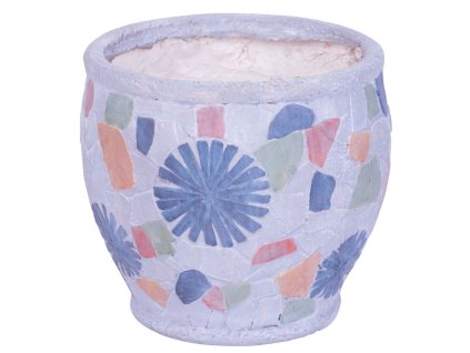 Dekorácia Kvetináč s mozaikou sivý 27,5x27,5x25cm