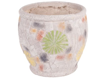 Dekorácia Kvetináč s mozaikou svetlý 27x25cm