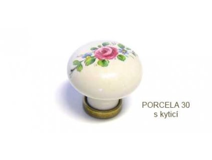 2410 kovovy knopek porcela 30 bezova s kytici