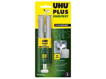 UHU PLUS ENDFEST, 5 min, rychlý, průzračný, dvousložkový, pevnost 300kg / cm2, 24ml