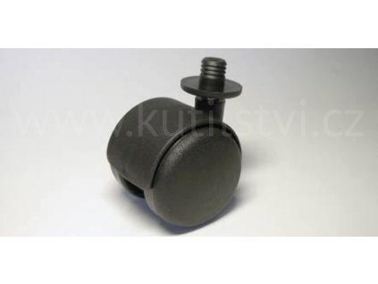 Nábytkové kolečko typu A + čep v plast. pouzdru 12,3x12mm, celoplastové, průměr 50, černé