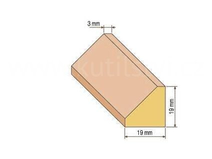 Dřevěná trojúhelníková lišta, 19x19 mm