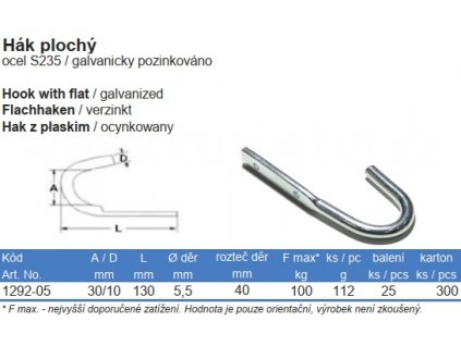 Hák závěsný 130mm