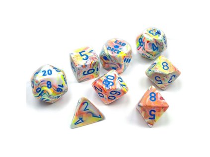 chessex festive polyhedral kaleidoscope blue 7 die set