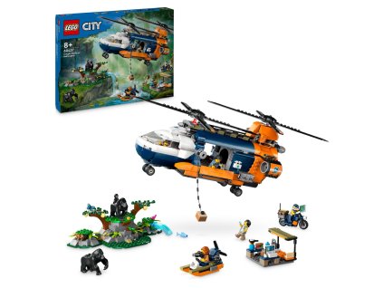 223844 city lego helikoptera na pruzkum dzungle v zakladnim tabore 60437
