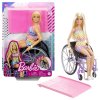 216239 barbie modelka na invalidnim voziku v kostkovanem overalu