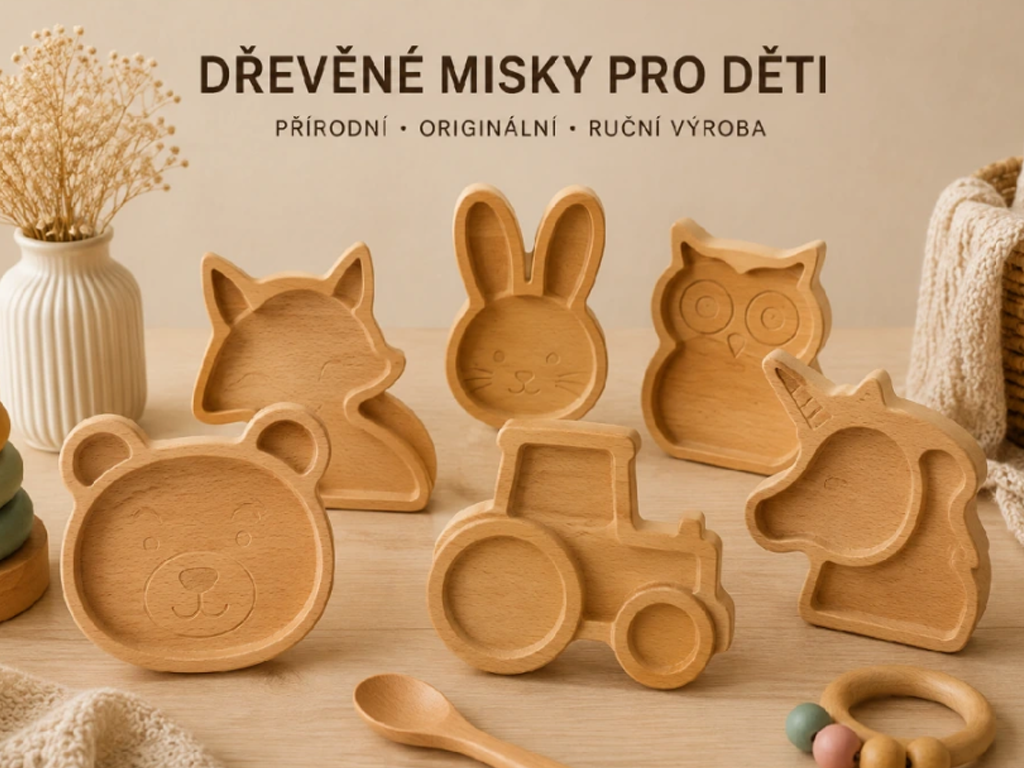 Dřevěné misky pro děti z bukového dřeva