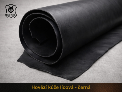 Hovězí kůže lícová černá 3mm