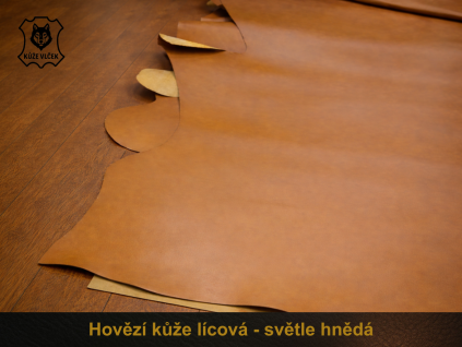 Hovězí kůže lícová světle hnědá 1-1,2mm
