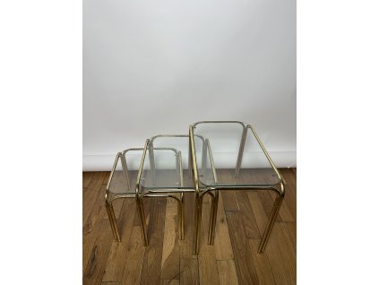 Sada 3 skleněných odkládacích stolků
