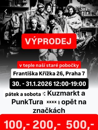 Výprodej z našich garáží 30.-31.1.2026. 12:00-19:00 100,- 200,- 500,- Františka Křížka 26, naproti @bio_oko Zveme Vas na...