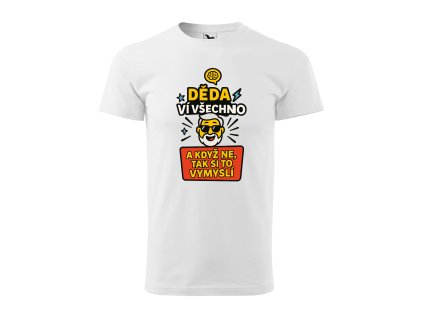 Pánské tričko – Děda ví všechno a když ne, tak si to vymyslí (Barva Tmavě šedý melír, Velikost XXL)
