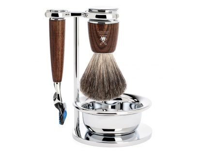 Sada na holení Mühle Rytmo Ash s miskou, Pure badger, Fusion