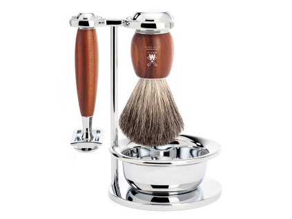 Sada na holení Mühle Vivo Plum s miskou, Pure badger, žiletka
