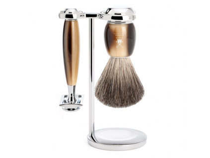 Sada na holení Mühle Vivo Horn Brown, Pure badger, žiletka