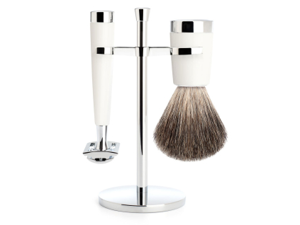 Sada na holení Mühle Liscio, bílá, Pure badger, žiletka