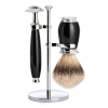 Sada na holení Mühle Purist, černá, Silvertip badger, žiletka