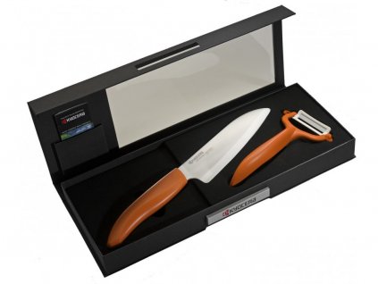 darkovy set kyocera keramicky nuz revolution 14 cm skrabka oranzovy