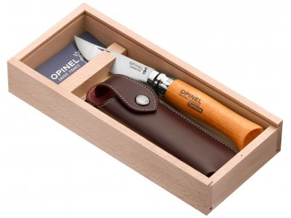 kapesni nuz opinel n08 carbon 8,5 cm darkove baleni pouzdro