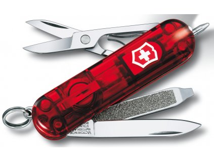 kapesni mini nuz klicenka victorinox signature lite 58 mm transparentni cerveny