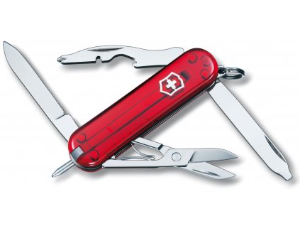 kapesni mini nuz klicenka victorinox manager 58 mm transparentni cerveny