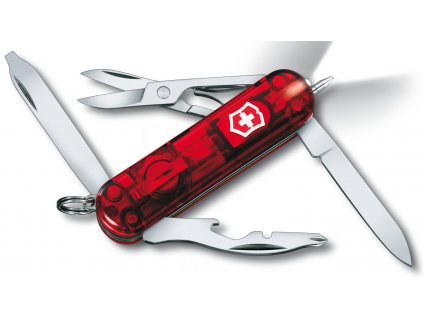 kapesni mini nuz klicenka victorinox midnite manager 58 mm LED transparentni cerveny