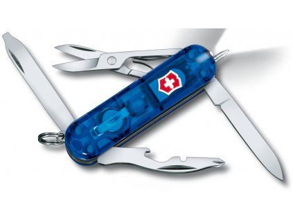 kapesni mini nuz klicenka victorinox midnite manager 58 mm LED transparentni modry