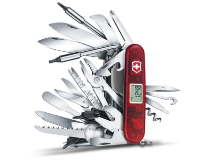 kapesni nuz victorinox swisschamp xavt transparentni cerveny