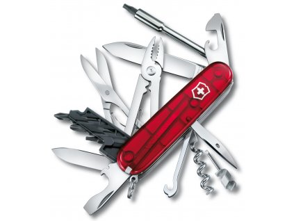 kapesni nuz victorinox cybertool m 34 91 mm transparentni cerveny