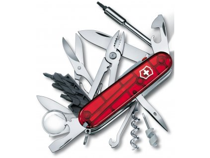 kapesni nuz victorinox cybertool lite 91 mm transparentni cerveny