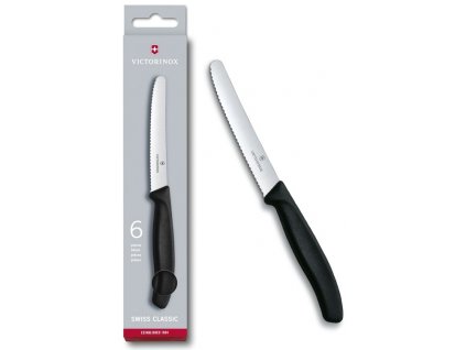 sada zoubkovanych nozu rajcata victorinox swiss classic 6 ks cerna