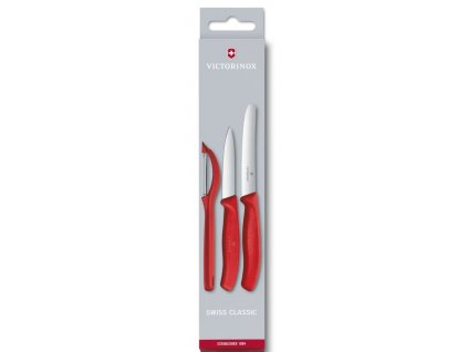 sada nozu na zeleninu se skrabkou victorinox swiss classic 3 ks cervena