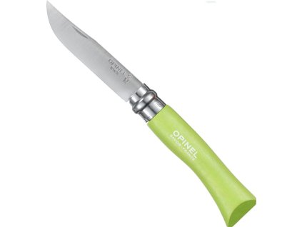 kapesni zaviraci nuz opinel N°07 inox 8 cm apple green svetle zeleny 001425