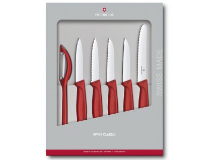 sada nozu na zeleninu se skrabkou victorinox swiss classic 6 ks cervena 6.7111.6G